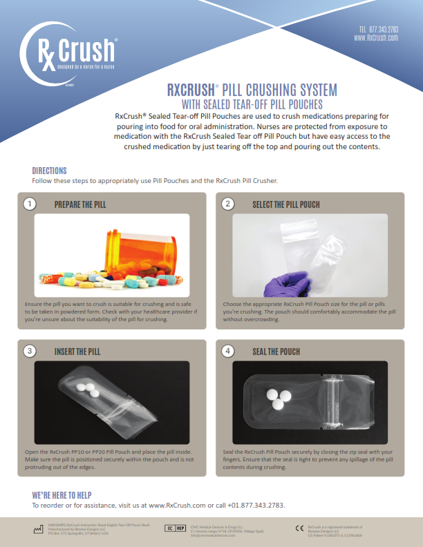 How to crush pills in tear-off pill pouches PP10 and PP20